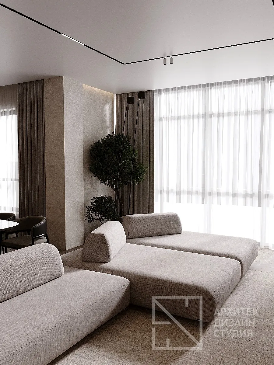 Дизайн интерьера квартиры в г. Абакан по ул. Авиаторов 1В/2 - Гостиная-кухня - Фото 10